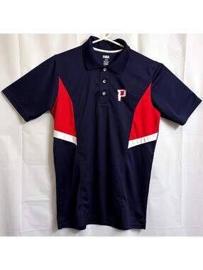 NBA Detroit Pistons Polo Shirt Men's Medium Navy Blue Red White Collared